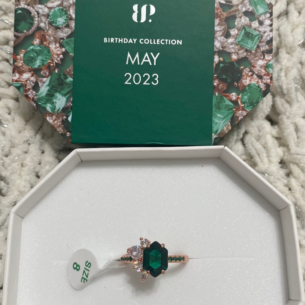Bomb Party May 2023 Birthday Collection Ring, Lab Created Emerald, Size 8